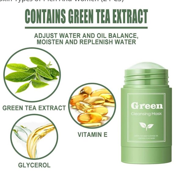 NEW 2 Sticks Green Tea Mask Sticks Sealed Oil Control 1.42oz X2 Total almost 3oz - Picture 5 of 14